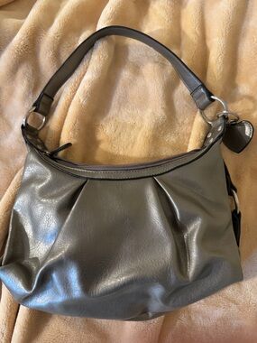 Rosetti Shimmery Gray Shoulder Bag with Heart Charm